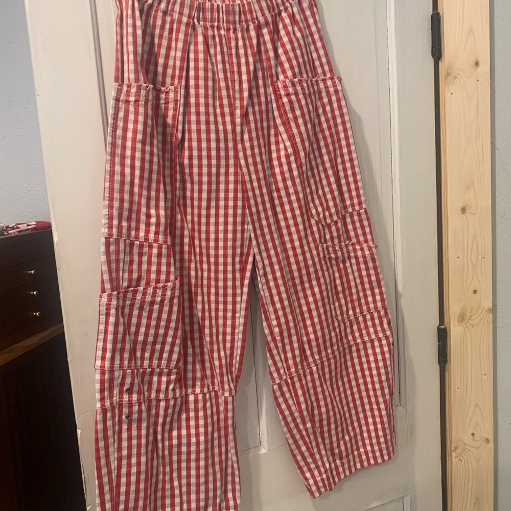 Urban Outfitters Red & White Gingham Wide Leg Pants
